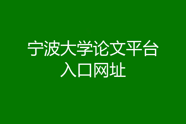 宁波大学论文平台入口网址