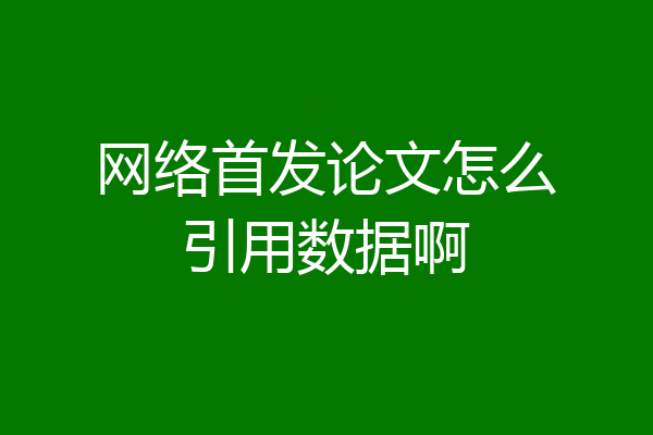 网络首发论文怎么引用数据啊