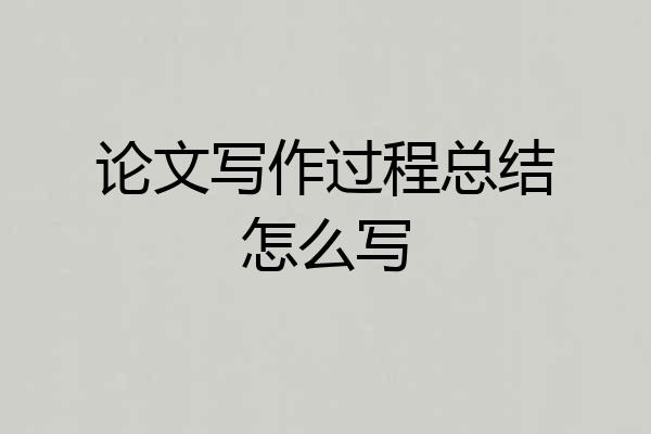 论文写作过程总结怎么写