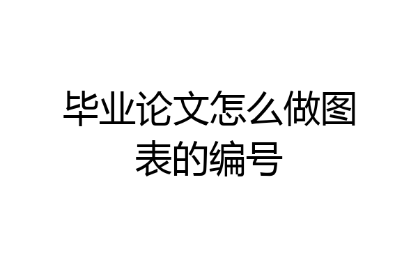 毕业论文怎么做图表的编号