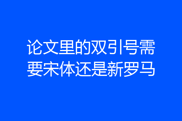 论文里的双引号需要宋体还是新罗马