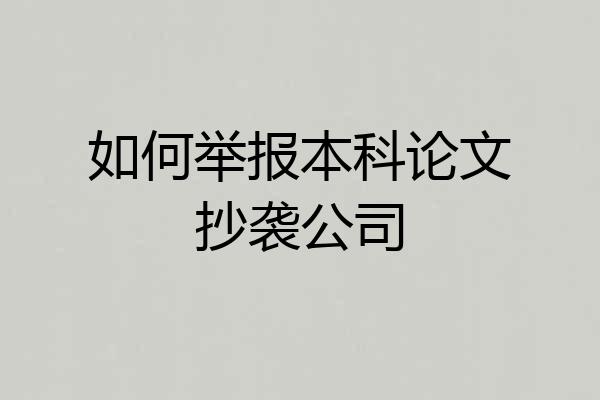 如何举报本科论文抄袭公司