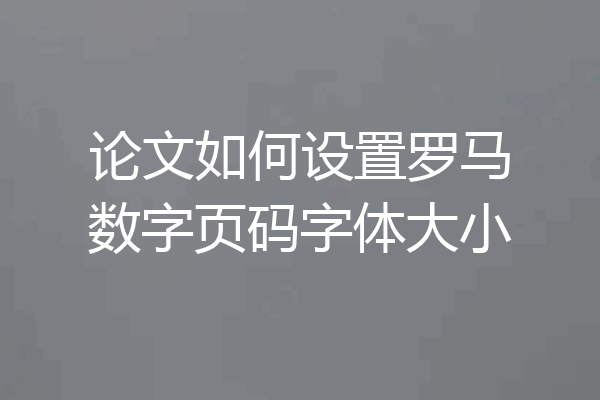 论文如何设置罗马数字页码字体大小
