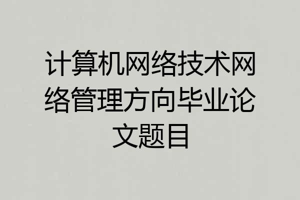 计算机网络技术网络管理方向毕业论文题目