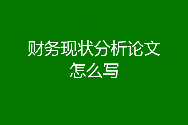 财务现状分析论文怎么写