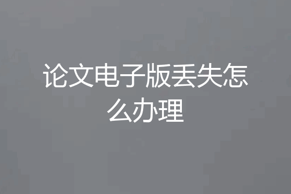 论文电子版丢失怎么办理