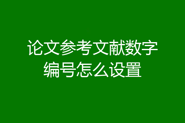 论文参考文献数字编号怎么设置