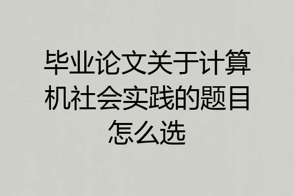毕业论文关于计算机社会实践的题目怎么选