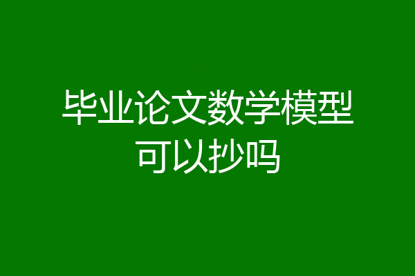 毕业论文数学模型可以抄吗