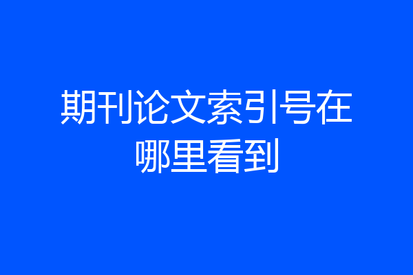 期刊论文索引号在哪里看到