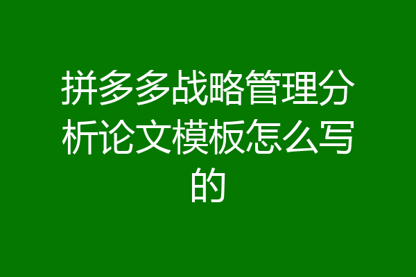 拼多多战略管理分析论文模板怎么写的