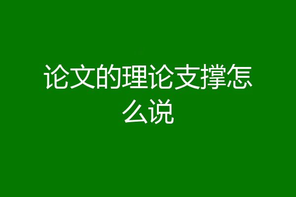 论文的理论支撑怎么说