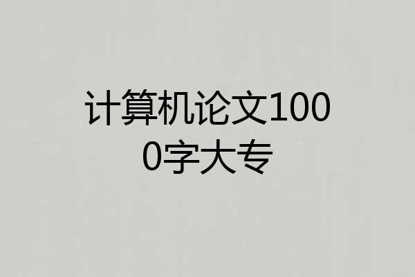 计算机论文1000字大专