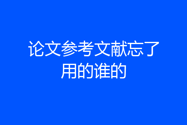 论文参考文献忘了用的谁的