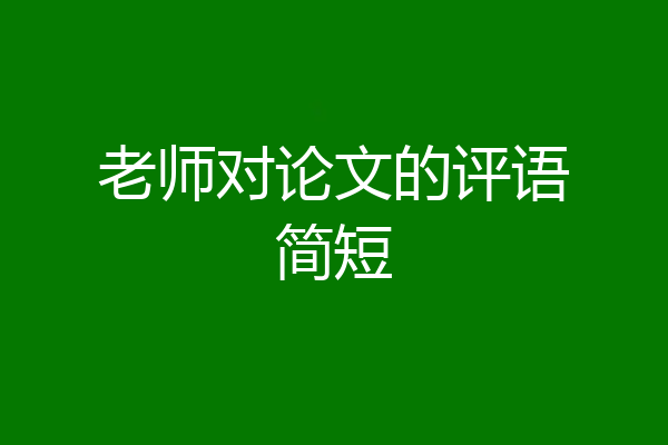 老师对论文的评语简短