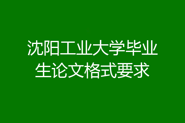 沈阳工业大学毕业生论文格式要求