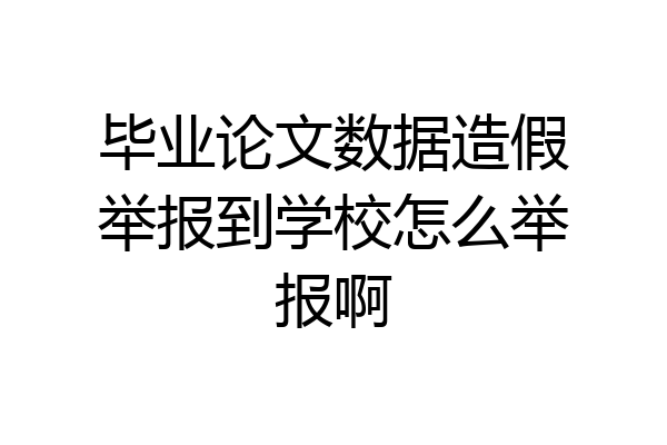 毕业论文数据造假举报到学校怎么举报啊