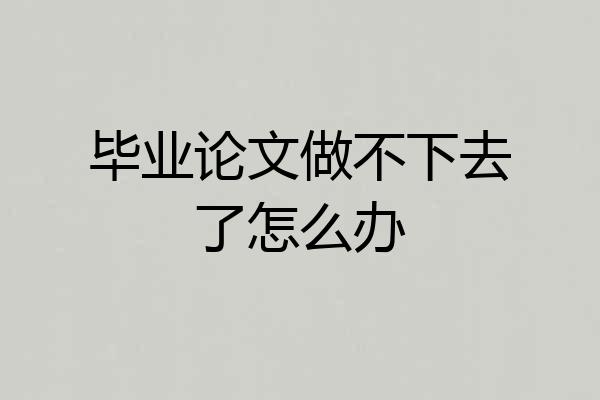 毕业论文做不下去了怎么办