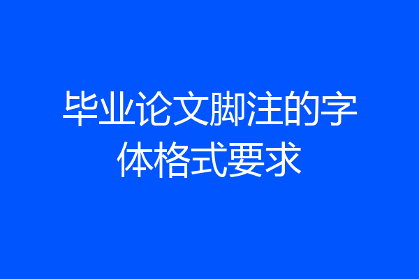 毕业论文脚注的字体格式要求