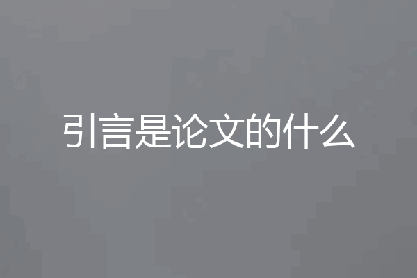 引言是论文的什么