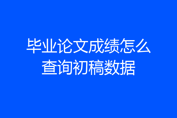 毕业论文成绩怎么查询初稿数据