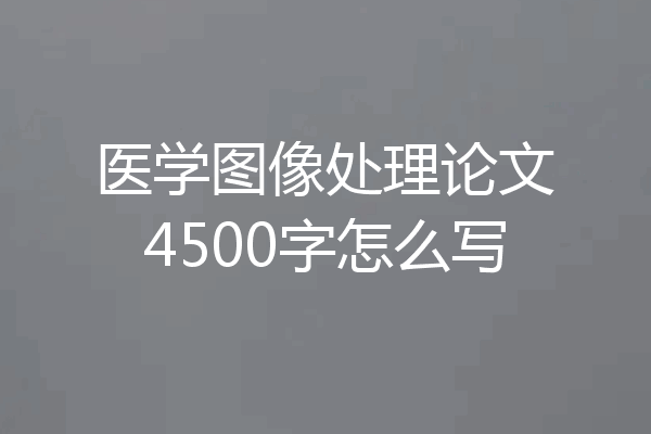 医学图像处理论文4500字怎么写