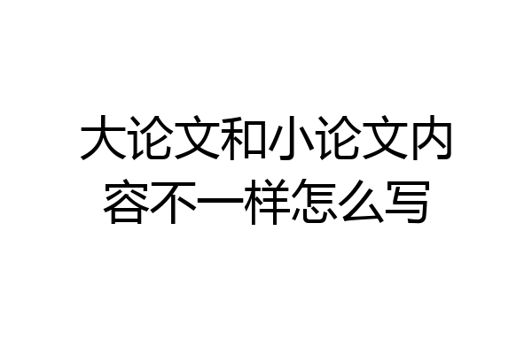 大论文和小论文内容不一样怎么写