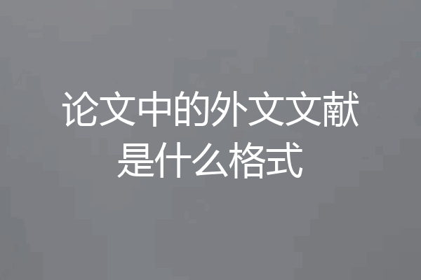 论文中的外文文献是什么格式