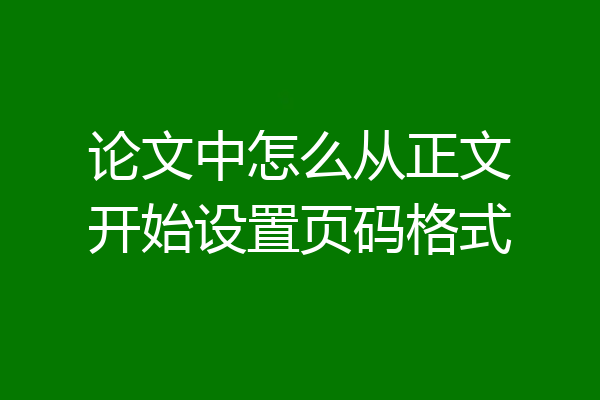 论文中怎么从正文开始设置页码格式