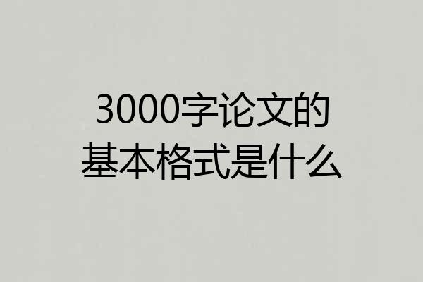 3000字论文的基本格式是什么