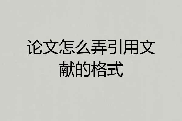 论文怎么弄引用文献的格式