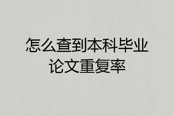 怎么查到本科毕业论文重复率