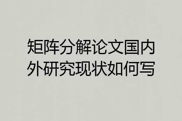 矩阵分解论文国内外研究现状如何写
