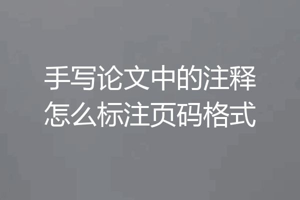 手写论文中的注释怎么标注页码格式