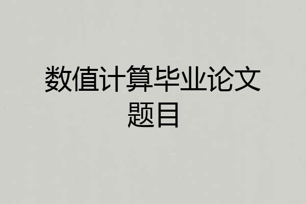 数值计算毕业论文题目