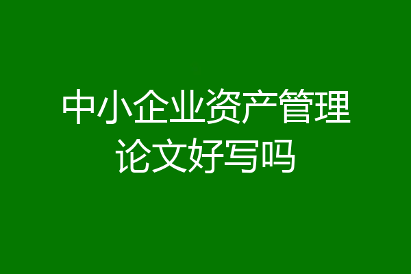 中小企业资产管理论文好写吗