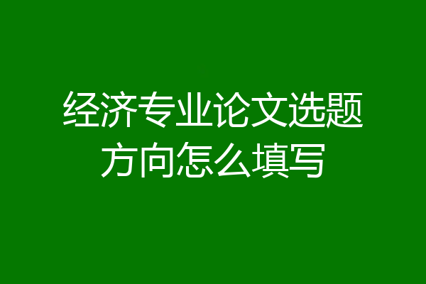 经济专业论文选题方向怎么填写