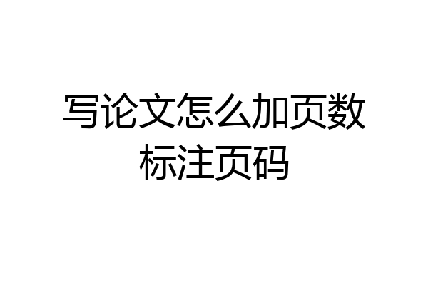 写论文怎么加页数标注页码