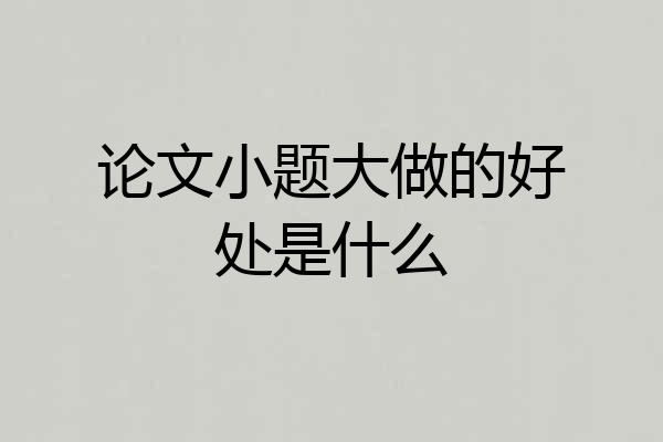 论文小题大做的好处是什么