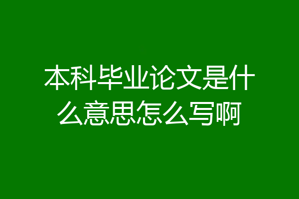 本科毕业论文是什么意思怎么写啊