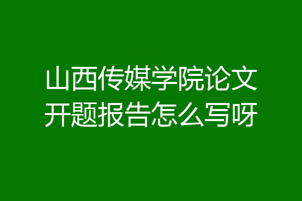 山西传媒学院论文开题报告怎么写呀