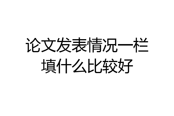 论文发表情况一栏填什么比较好