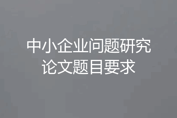 中小企业问题研究论文题目要求
