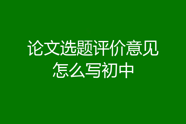 论文选题评价意见怎么写初中