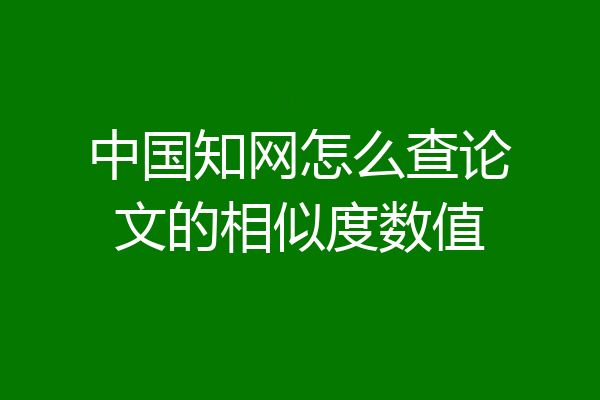 中国知网怎么查论文的相似度数值