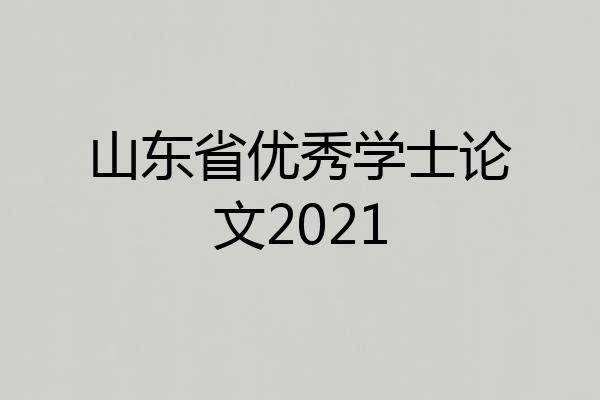 山东省优秀学士论文2021