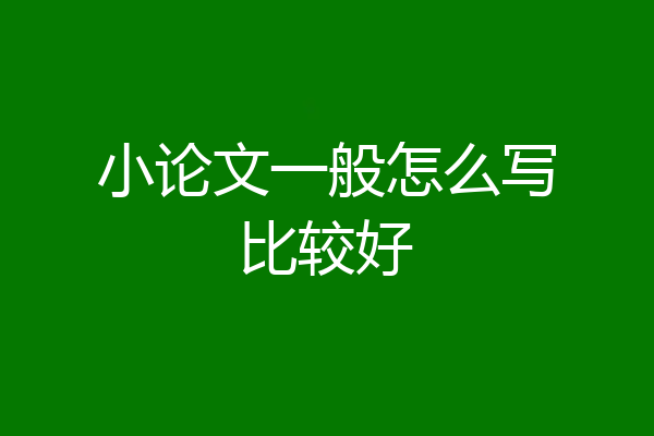 小论文一般怎么写比较好