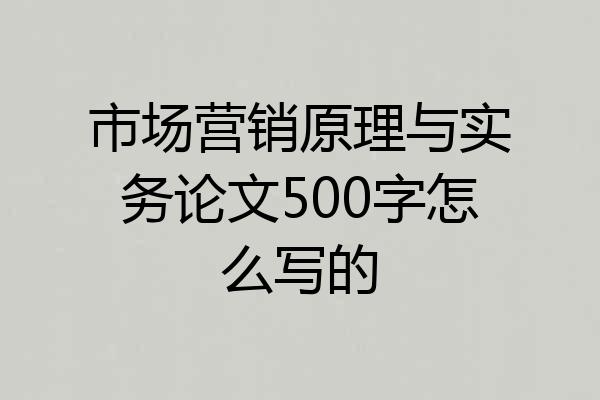 市场营销原理与实务论文500字怎么写的