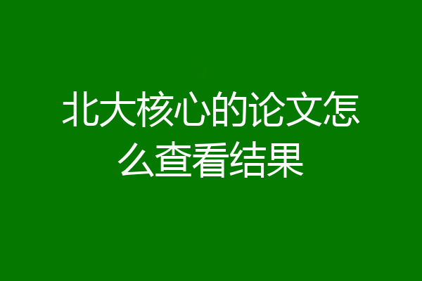 北大核心的论文怎么查看结果