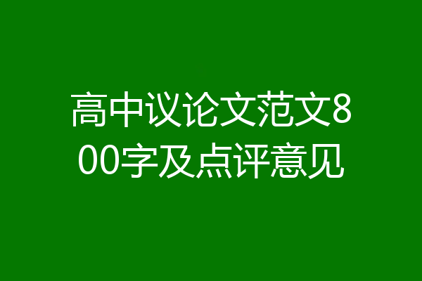 高中议论文范文800字及点评意见